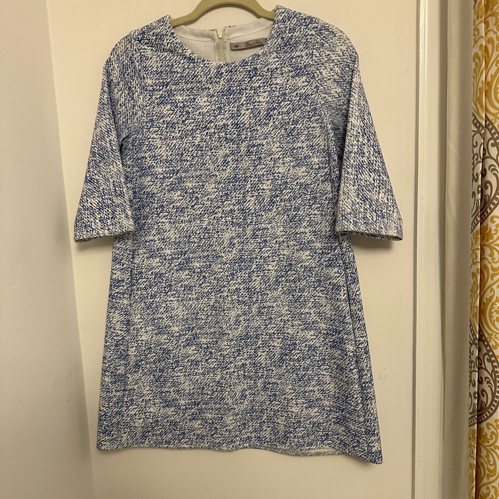 Blue and White Textured Dress